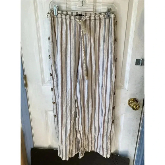 Spiaggia Dolce Lady S Decorative Buttonside Casual Beach Pull On Pants Wide Leg - Picture 15 of 16